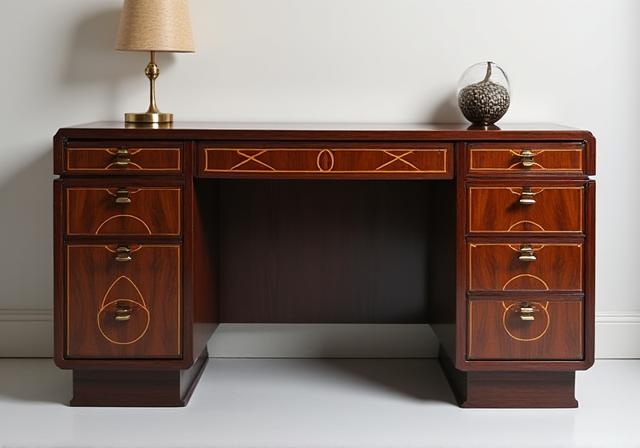 Scrivania Art Deco dopo il restauro